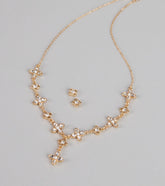 Petal Shimmer Rhinestone Jewelry Set