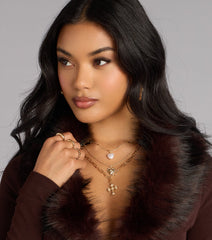 Heart And Charm Layered Necklace Set