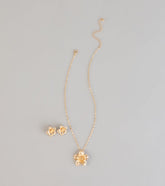 Bloom Mood Flower Necklace And Stud Earrings Set