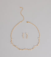 Delicate Sparkle Rhinestone Necklace And Earrings Set