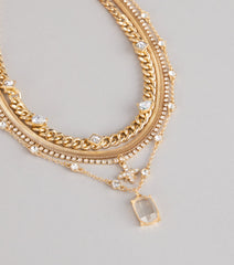 Effortlessly Bold Layered Rhinestone Chain Necklace