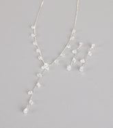 Sleek Shimmer Rhinestone Necklace And Earrings Set