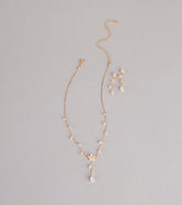 Soft Shine Rhinestone Flower Necklace And Earrings Set