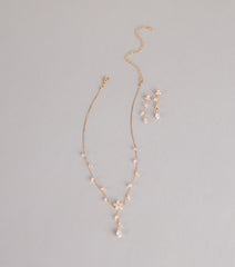 Soft Shine Rhinestone Flower Necklace And Earrings Set
