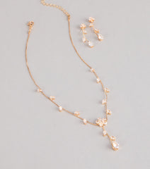 Soft Shine Rhinestone Flower Necklace And Earrings Set