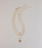 Soft Spark Star Charm Layered Necklace Set