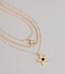 Soft Spark Star Charm Layered Necklace Set