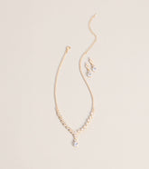 Catch The Light Rhinestone Necklace And Earrings Set