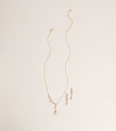 Soft Shine Rhinestone Leaf Necklace And Earrings Set