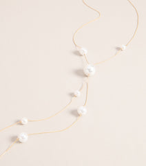 Refined Glow Pearl Lariat Necklace