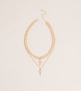 Double Take Cross Layered Necklace
