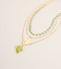 Chic And Styled Layered Stone Charm Necklace