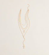 Chic And Styled Cross Charm Layered Necklace