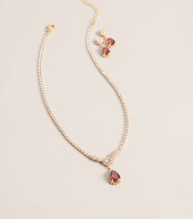 Luxe Sparkle Rhinestone Necklace And Earrings Set
