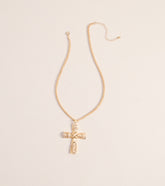 Ornate Edge Cross Pendant Necklace