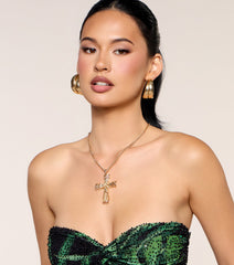 Ornate Edge Cross Pendant Necklace