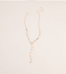 Polished Glam Rhinestone Lariat Necklace