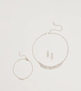 Luxe Rhinestone Necklace, Earrings, And Bracelet Set