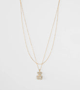 Rhinestone Teddy Bear Charm Necklace
