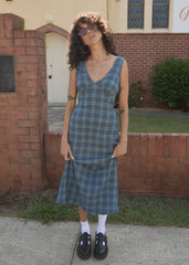AFENDS Womens Tully - Seersucker Maxi Dress - Position Navy Check