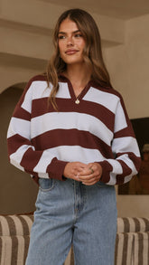 Kodi Sweater - Blue/Brown Stripe