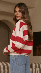 Kodi Sweater - Red/Beige Stripe