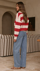 Kodi Sweater - Red/Beige Stripe