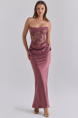 Avella Amethyst Metallic Lace Corset Maxi Gown - Limited Edition