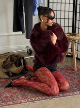 Liannah Faux Fur Jacket Red