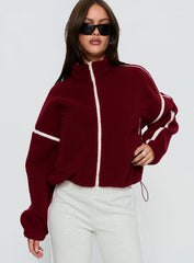 Sammee Polar Fleece Contrast Zip Through Jacket Red