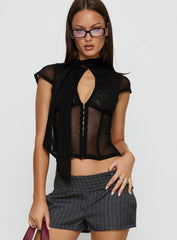 Anistasia Mesh Keyhole Corset Top Black