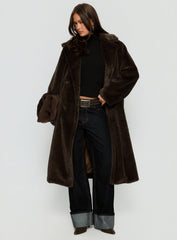 Alvie Longline Faux Fur Coat Brown