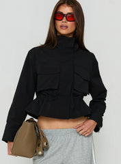 Annisa Funnel Neck Jacket Black
