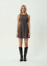 AFENDS Womens Lux - Mini Dress - Chocolate Check