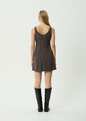 AFENDS Womens Lux - Mini Dress - Chocolate Check