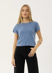 AFENDS Womens Carmen - Baby Tee - Washed Slate Blue