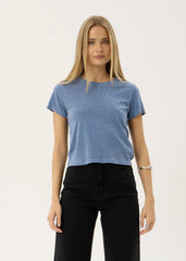 AFENDS Womens Carmen - Baby Tee - Washed Slate Blue