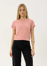 AFENDS Womens Carmen - Baby Tee - Dusty Pink