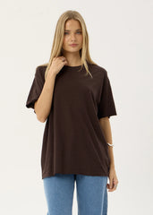 AFENDS Womens Slay - Oversized Tee - Coffee