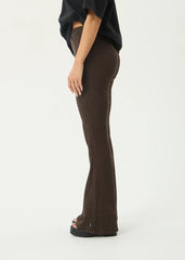 AFENDS Womens Focus - Seersucker Flare Pant - Coffee