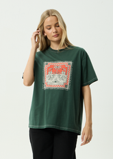 AFENDS Womens Have A Good Day - Oversized Tee - Pine
