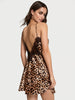 Satin Rose Lace-Trim Mini Slip Dress
