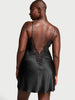 Satin Rose Lace-Trim Mini Slip Dress