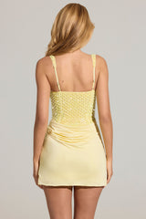 Embellished Corset Mini Dress in Lemon Yellow