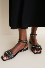 Black Leather Perry Sandals
