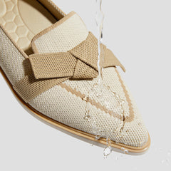 Water-Repellent Pointed-Toe Bow Loafers (Valentina)