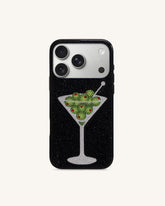 Olive Martini Artificial Crystal Phone Case - Black