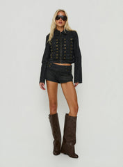 Kingstonn Military Denim Jacket Washed Black