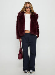 Liannah Faux Fur Jacket Red