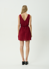 AFENDS Womens Grace - Seersucker Mini Dress - Burgundy